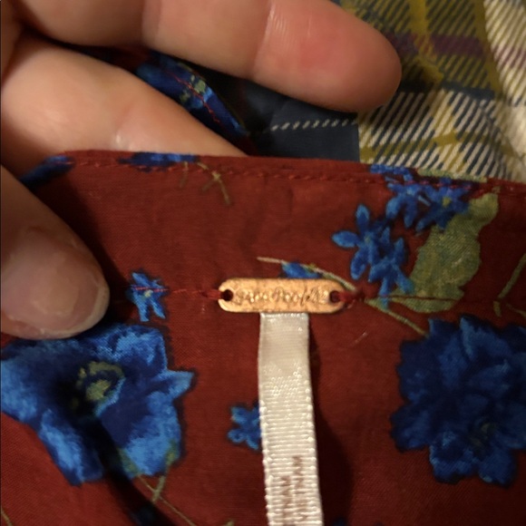 Free People Floral Button-Front Burgundy Mini Dress - Picture 3 of 11